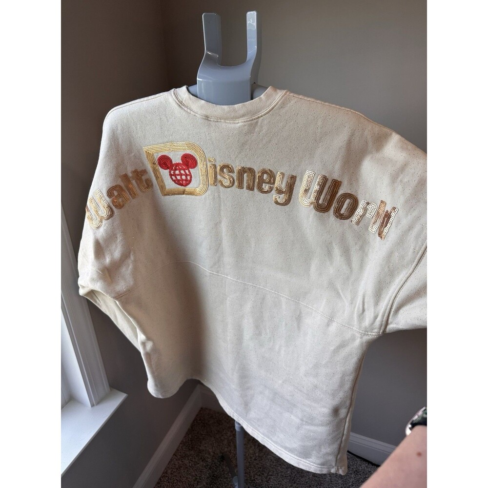 Walt Disney World Christmas Sequin Santa Mickey Spirit Jersey Gold Glitter Large - Picture 6 of 12